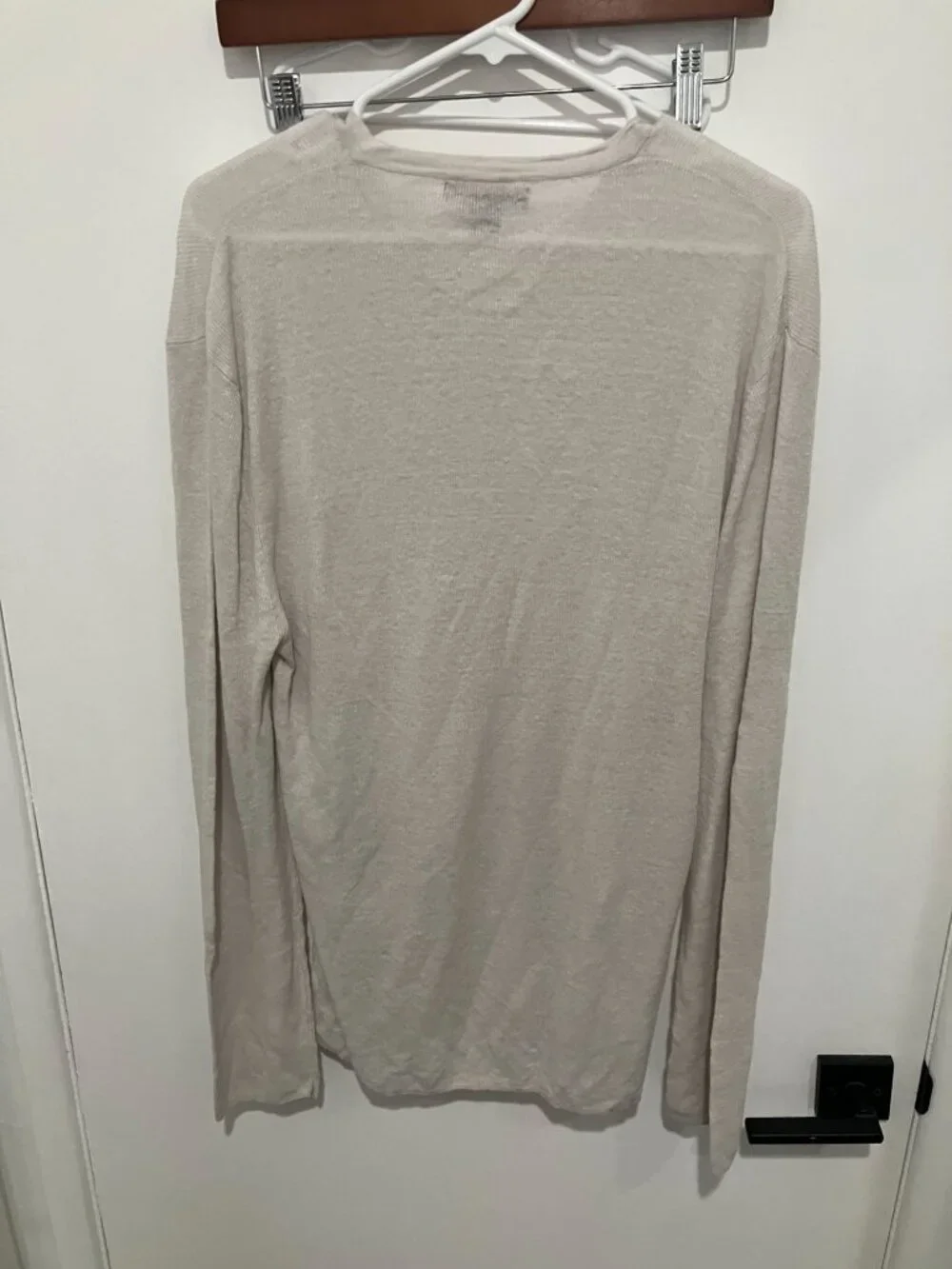 Banana Republic Linen Men's V-neck Sweater, White/Gray, Size Large